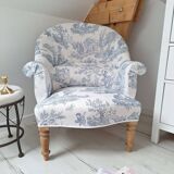 Blue toile de jouy toad armchair