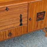 Vintage dining room attributed to Audoux and Minet in bamboo and rattan