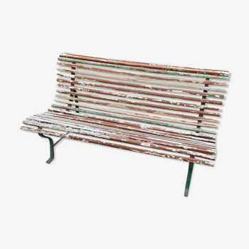 Old Parisian garden bench in wrought iron and wood