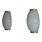 Appliques Murano des années 80 - Design italien - Verre tourbillonné et laiton
