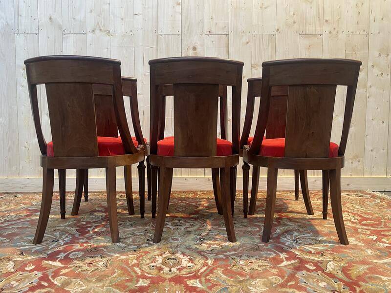 Set of 6 Empire Gondola chairs - Louis XVI in mahogany