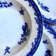 6 Staffordshire blue ironstone soup plates