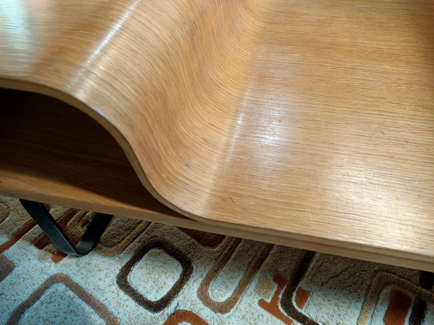 Curved wooden coffee table