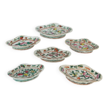 6 soucoupes en porcelaine, Chine, XIXe siècle
