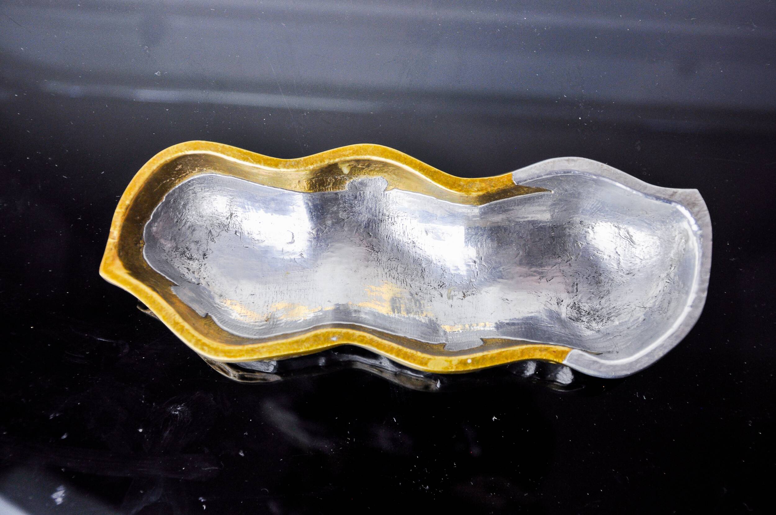 Brutalist pocket emptier by Art3, bronze and aluminum 1970, Spain