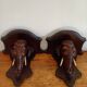 Rare pair of wall-mounted consoles Elephant carved wood J. Derolland