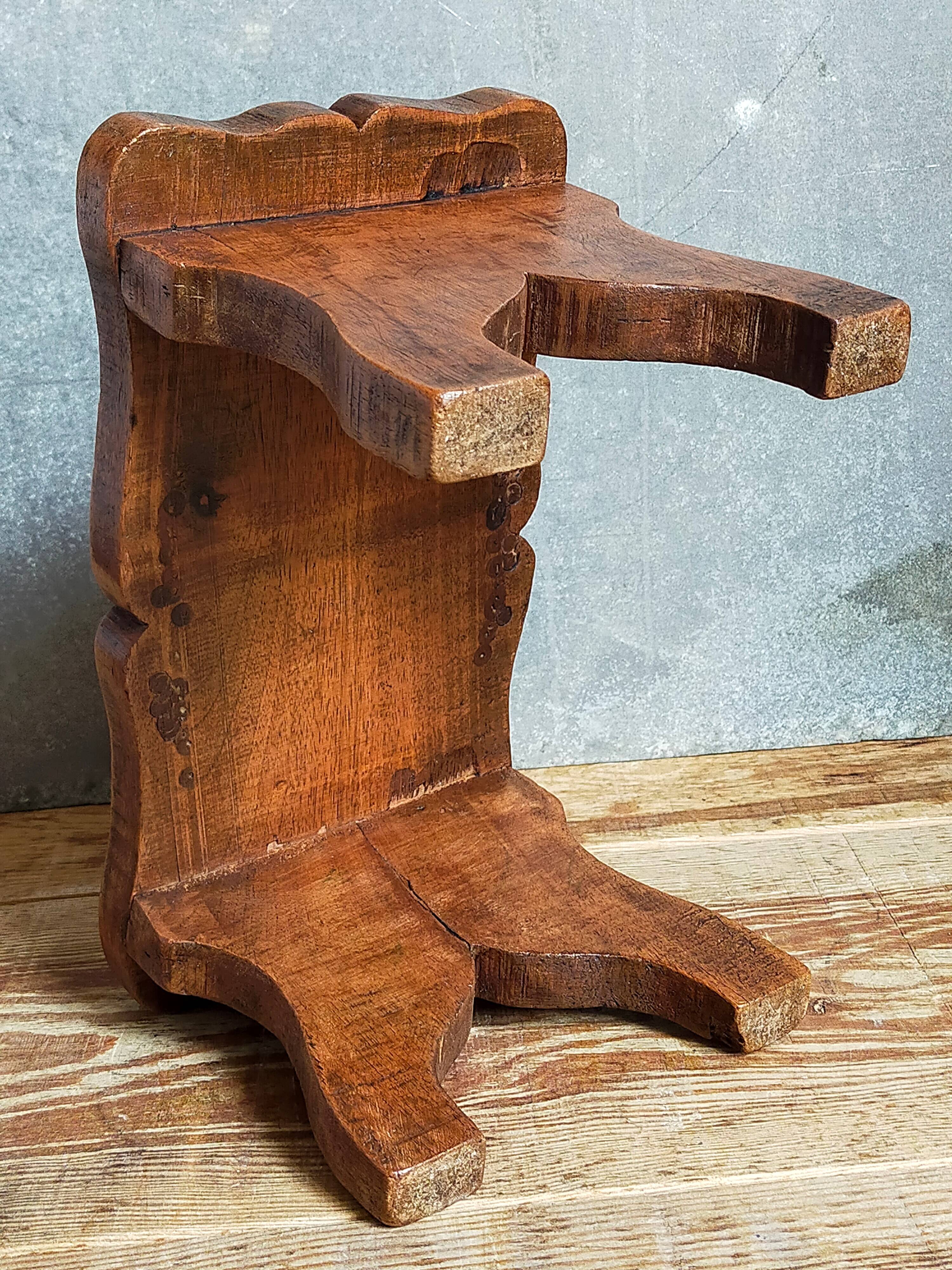 Old solid wood footrest stool