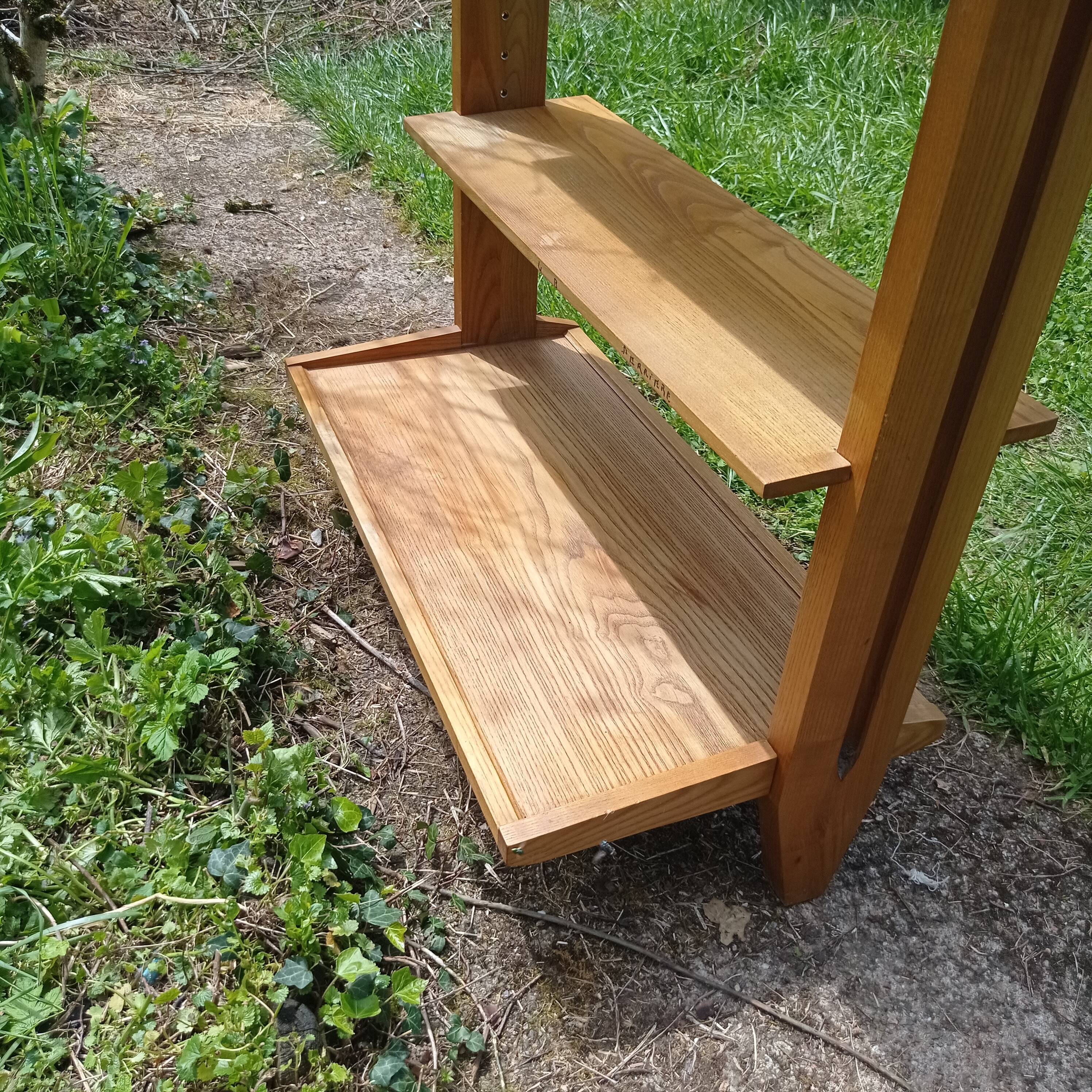 Vintage solid oak library shelf with 6 removable shelves