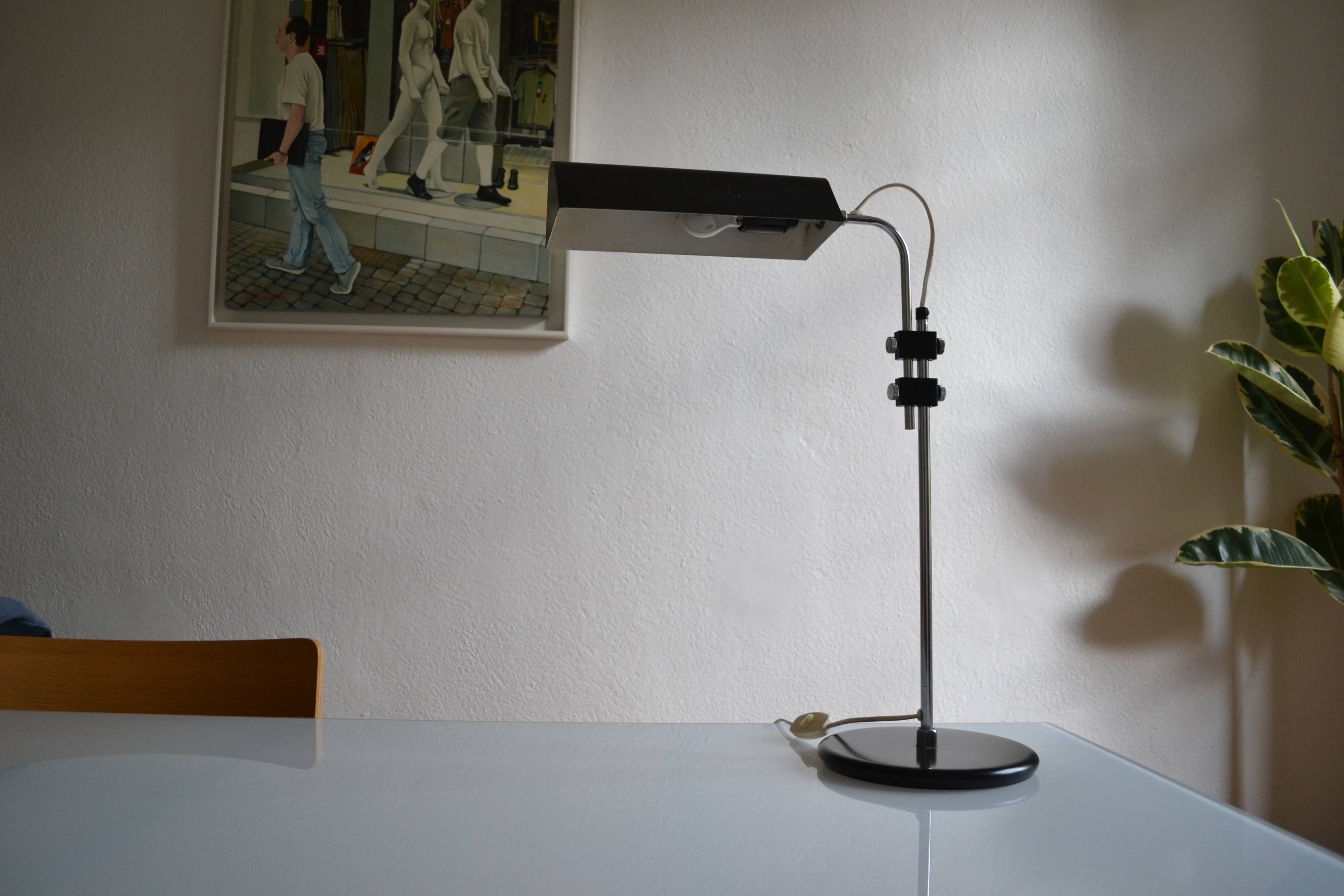 Vintage black modernist table lamp 50 1950 Bauhaus