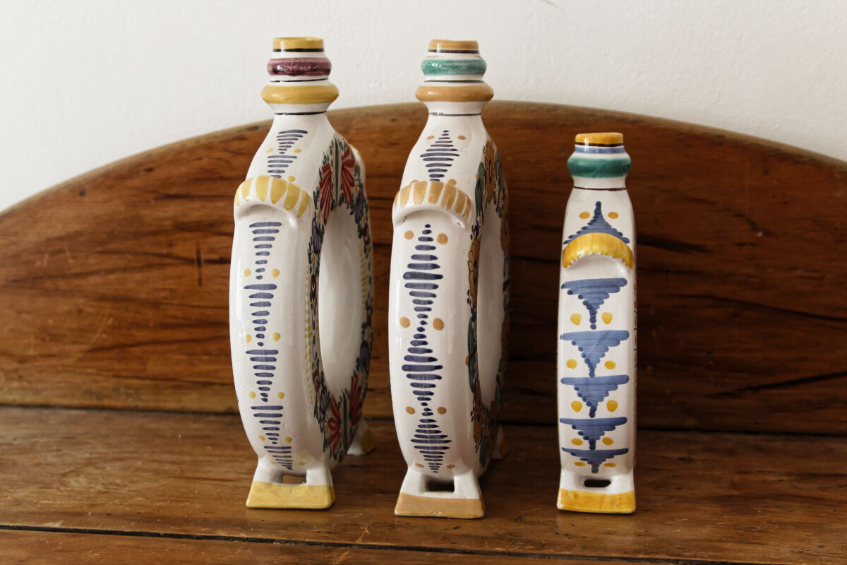 Set of 3 Slovak ceramic soliflores