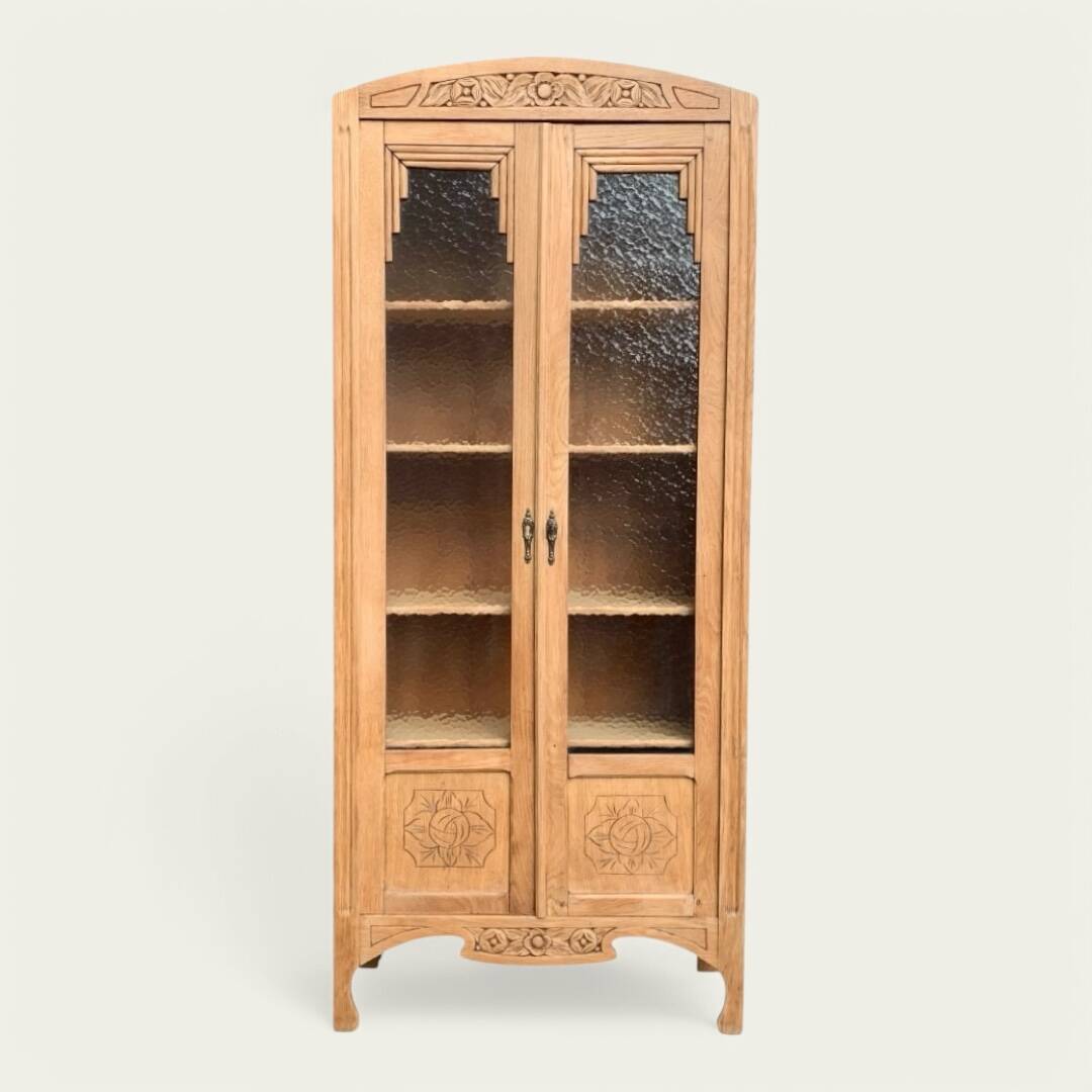 Parisian glass cabinet art deco raw wood 1930