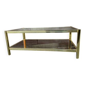 Mid-Century Hollywood Regency Brass Coffee Table, 1980 Maison Jansen Dlg