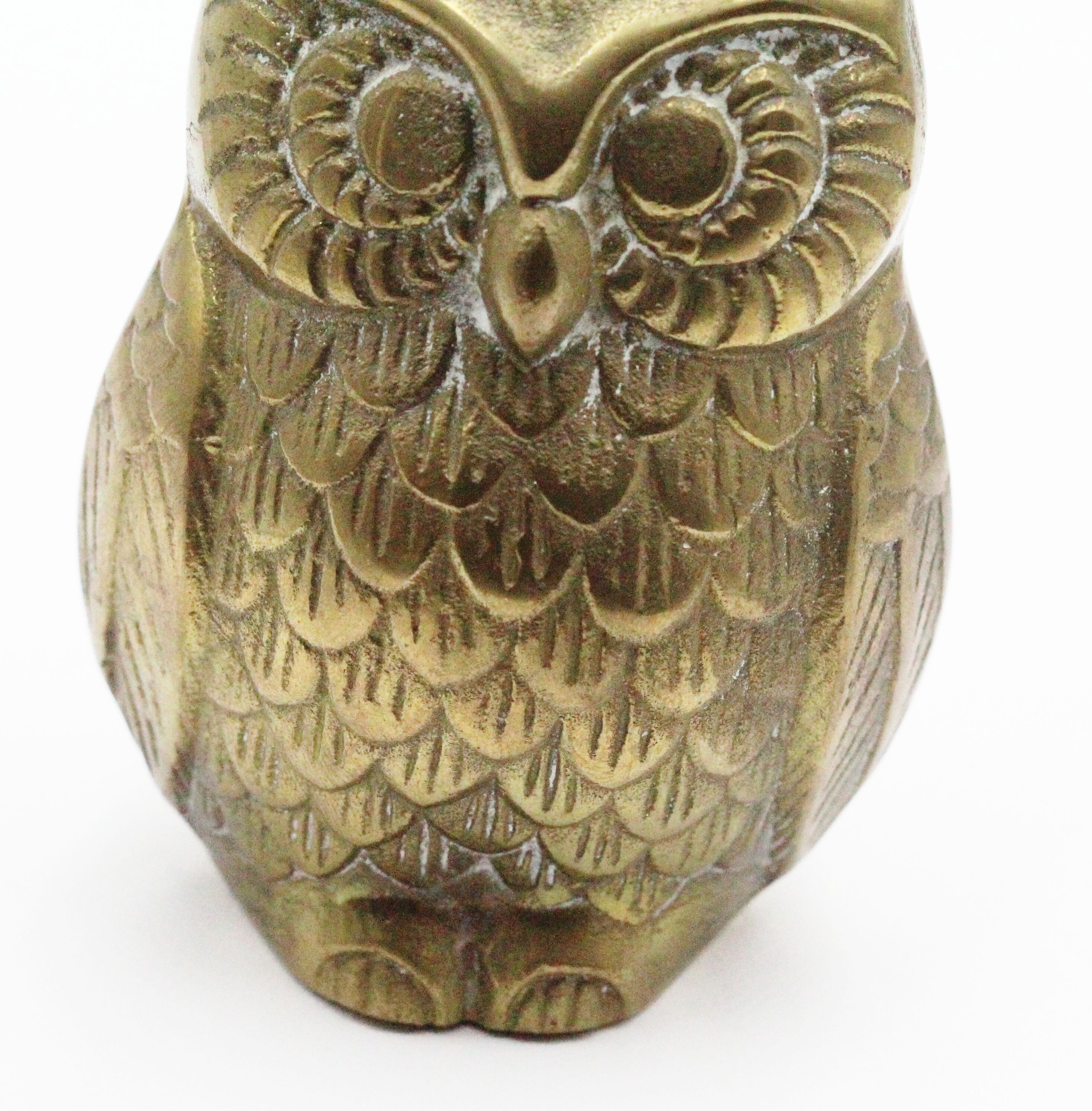 Ancient brass owl statue
