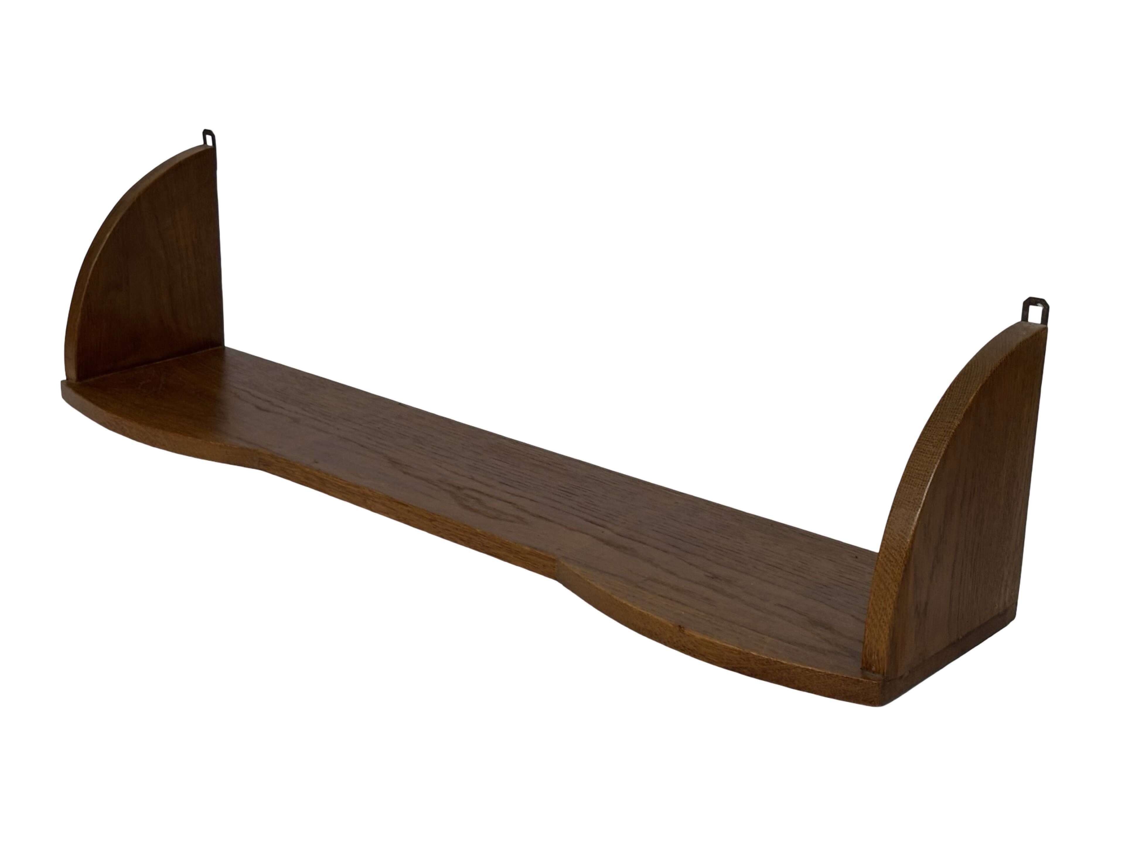 Vintage wooden wall shelve rack bookshelf in oak wood minimalist
