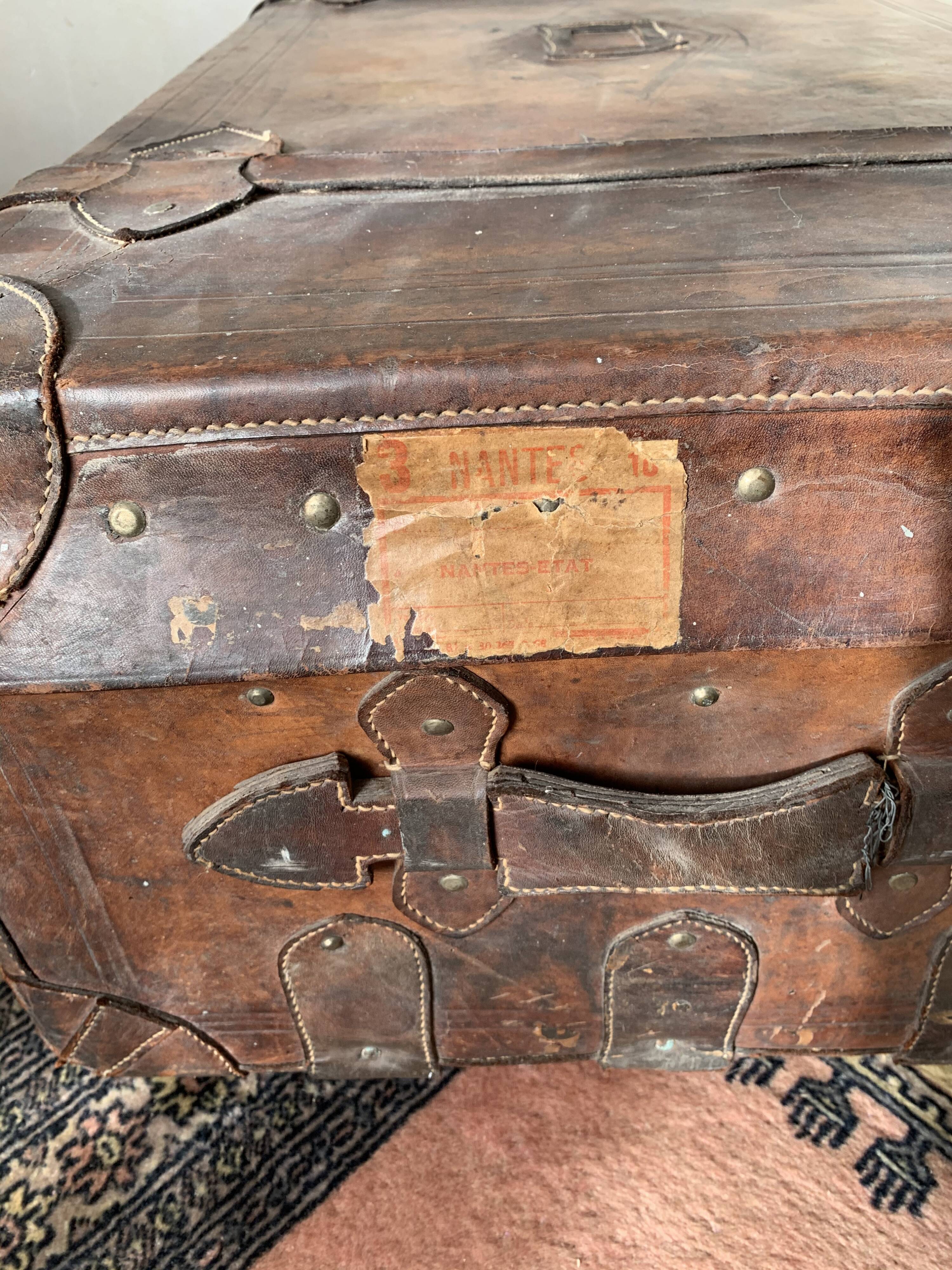 Old leather trunk