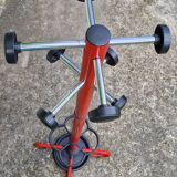 Red metal coat rack, vintage 1980s