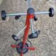 Red metal coat rack, vintage 1980s