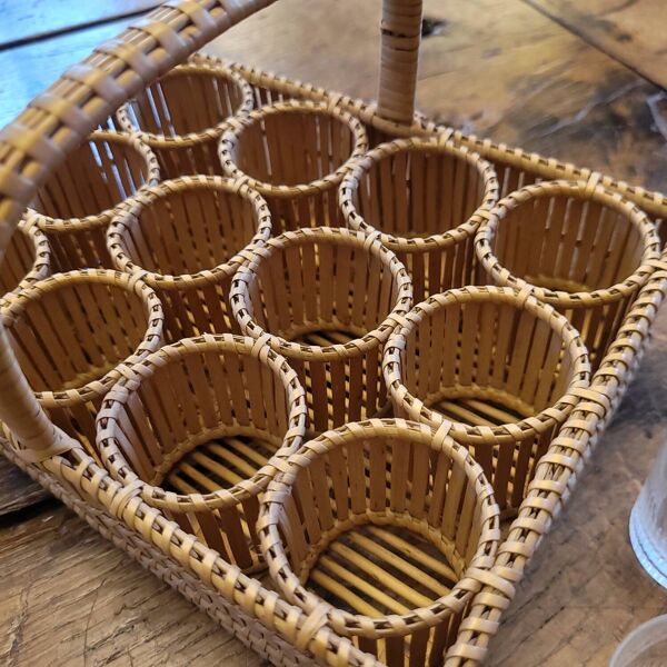 Panier de service à liqueur en osier 1930
