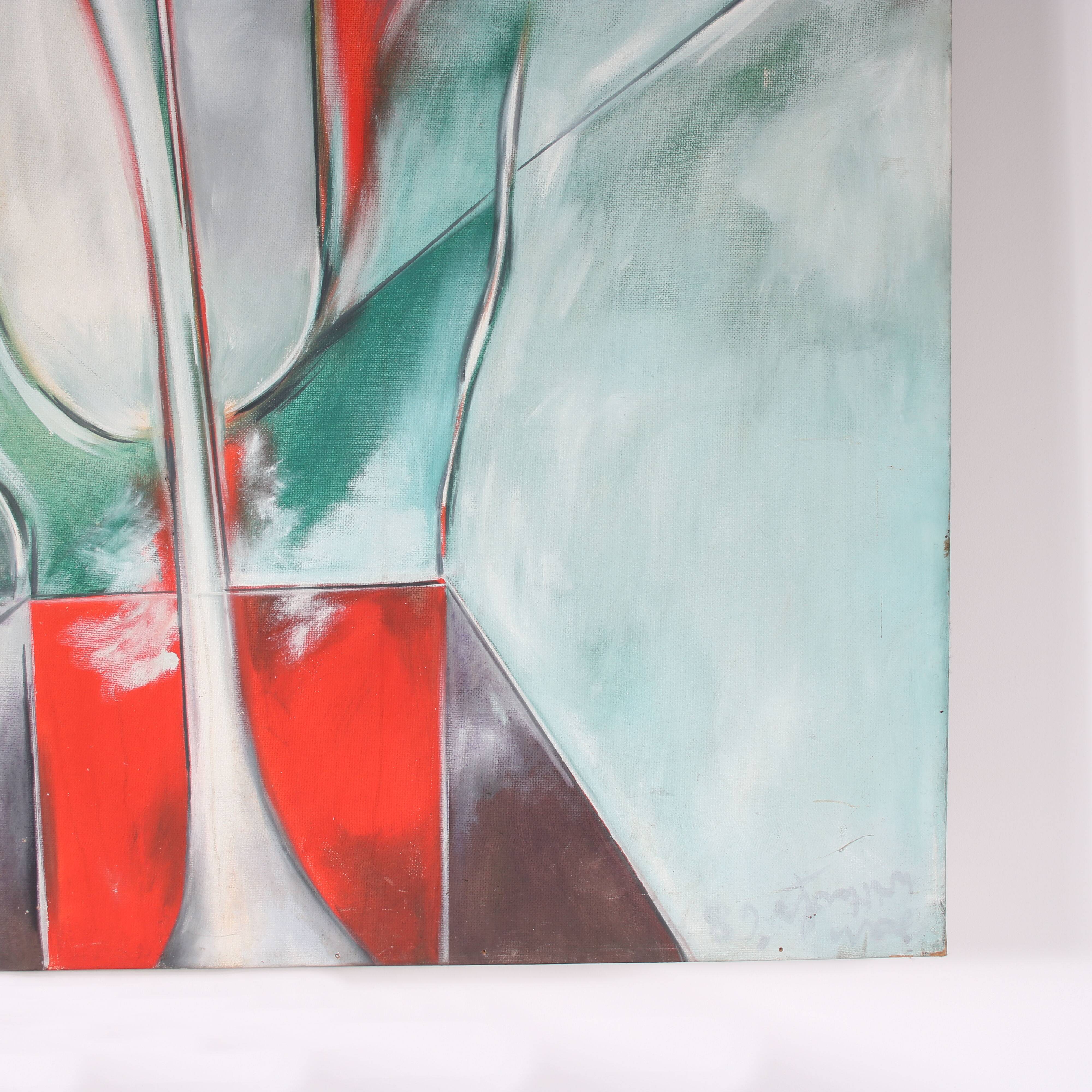 1968 Large painting “Lineaire Versneller” by Jan Withofs, Belgium
