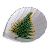 Vintage Portuguese Majolica Shell Dish with Fern Leaf