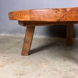 Brutalist oak coffee table thee legs