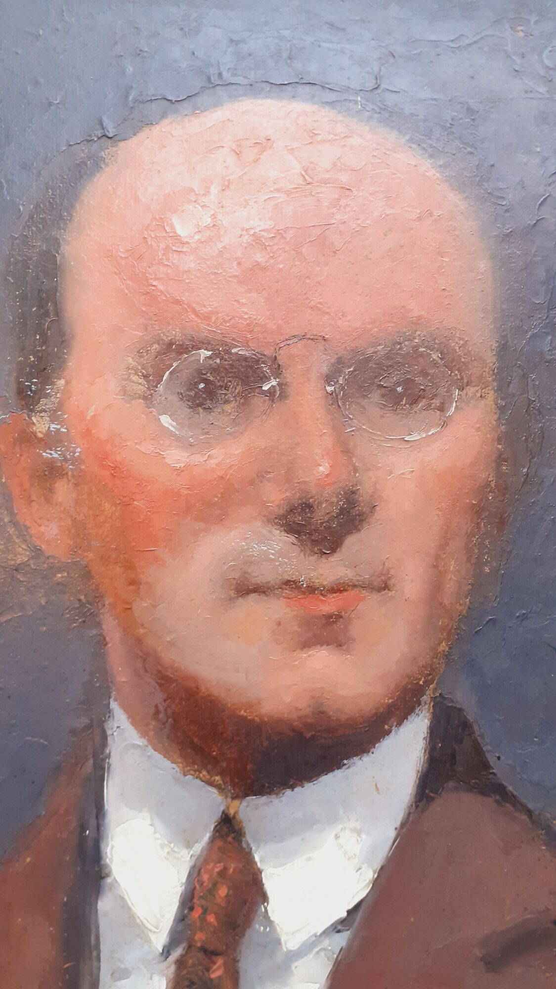 Portrait of a man oil on Art Deco panel 1930