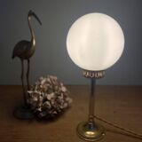 Vintage globe table lamp in white opaline
