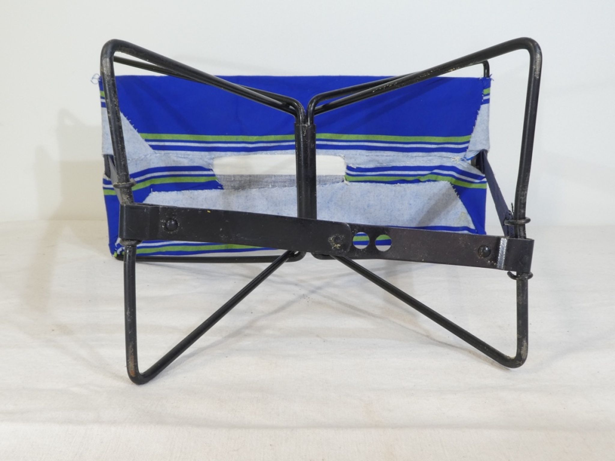 Vintage 190s folding camping stool with clutch