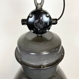 Dark grey enamel industrial factory lamp from elektrosvit, 1960s