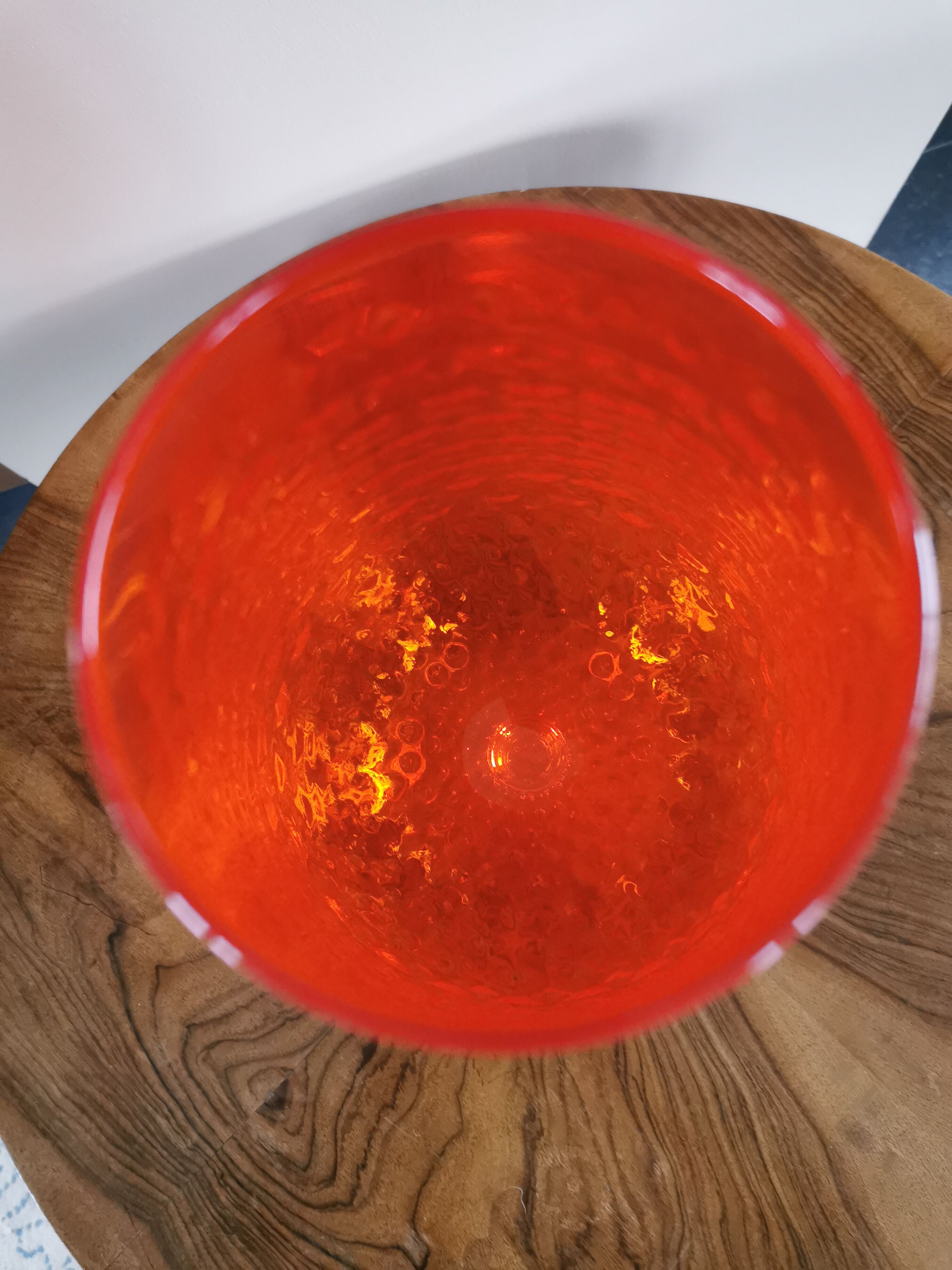 Vintage orange glass top vase