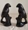 Pair of Mid-Century Gloss Black Ceramic Bird Figurines (Ravens/Crows)