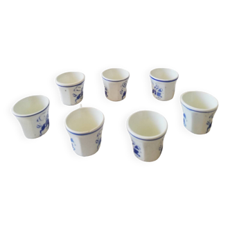 Vintage Porcelain Dinner Set 7 Small Cups with Horseman and Lasso Motif