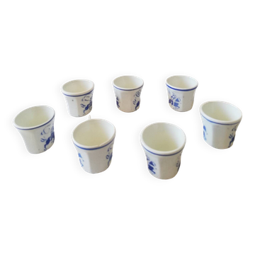 Vintage Porcelain Dinner Set 7 Small Cups with Horseman and Lasso Motif