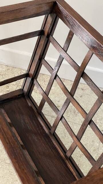 Vintage woven oak magazine rack