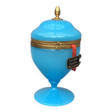 Blue Florentine opaline box gilded metal frame