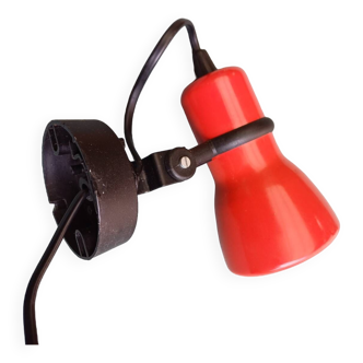 70's red lacquered metal wall spotlight
