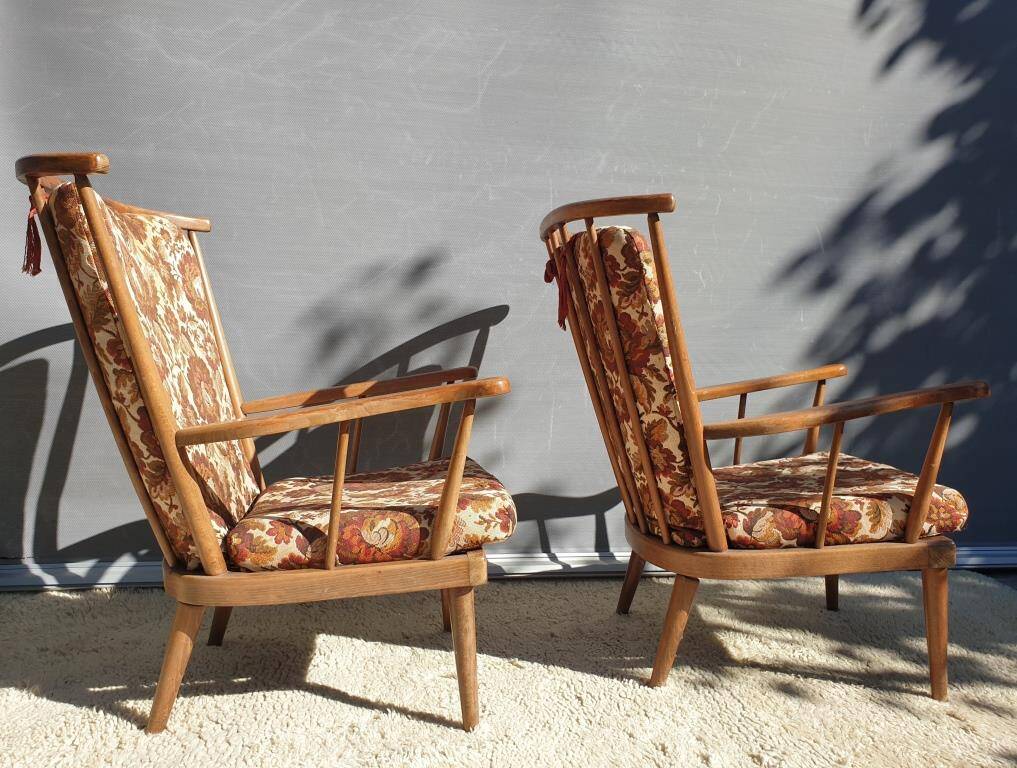 Paire fauteuils éventail esprit scandinave Baumann
