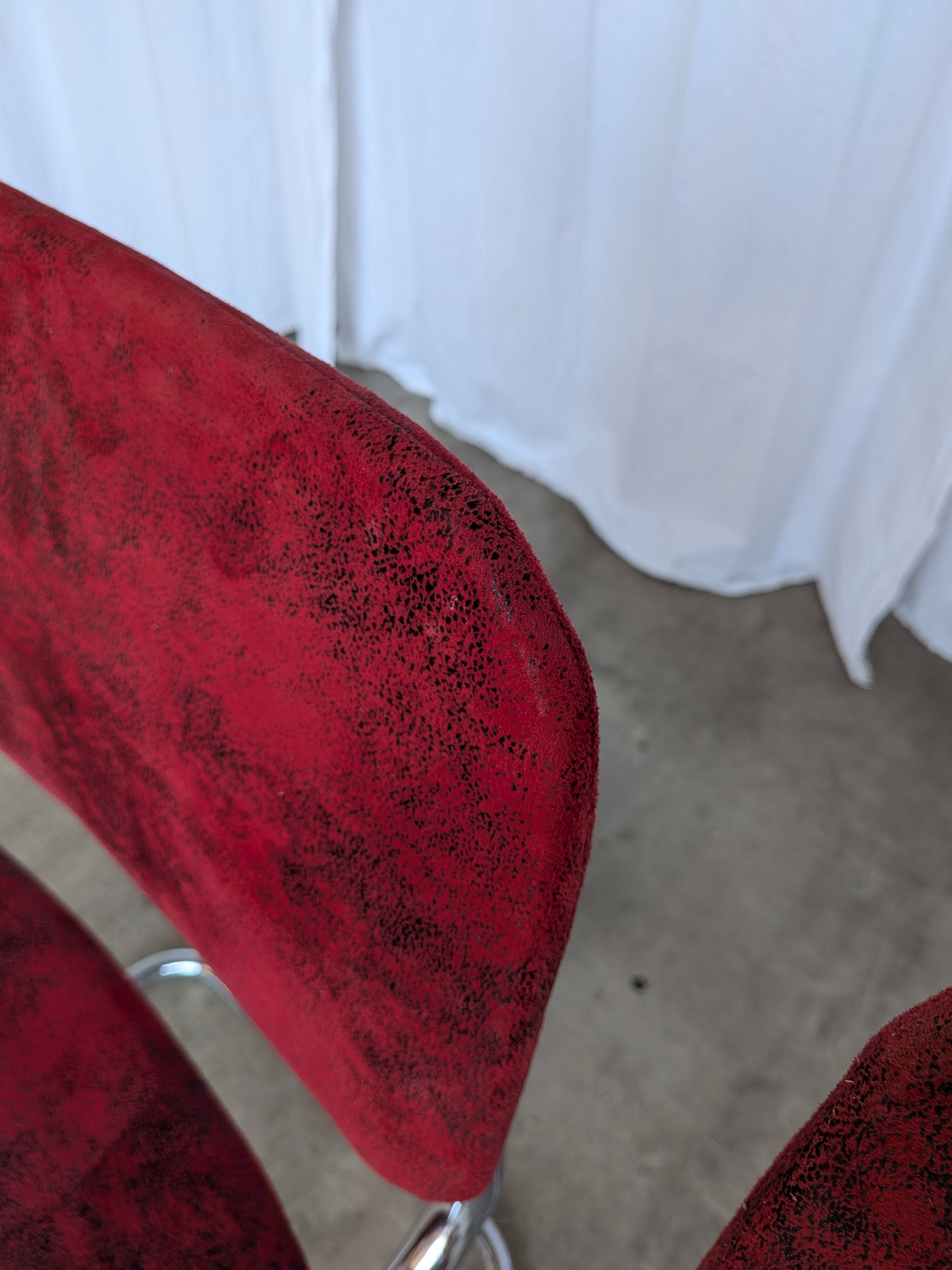 Cesca Style Dining Chair: Red Fabric, Tubular Frame, 1970s ( 2 in stock)