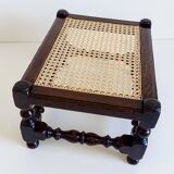 Antique Belle Epoque Oak Wood and Cane Footstool/ Occasional Table, late 19th-C