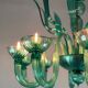 Venetian chandelier in emerald murano glass 10 arms of light