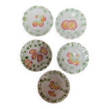 Set of 5 Sarreguemines dessert plates in vintage barbotine