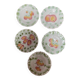 Set of 5 Sarreguemines dessert plates in vintage barbotine