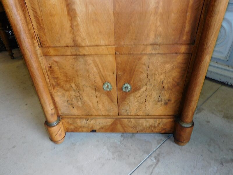 Secretaire empire a colonnes detachees plateau marbre noir du xix ème siecle