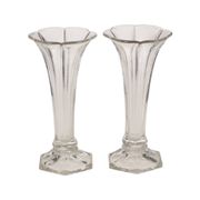 Pair of Clear Val Saint Lambert Luxval 'Americain' Vases, 23 cm