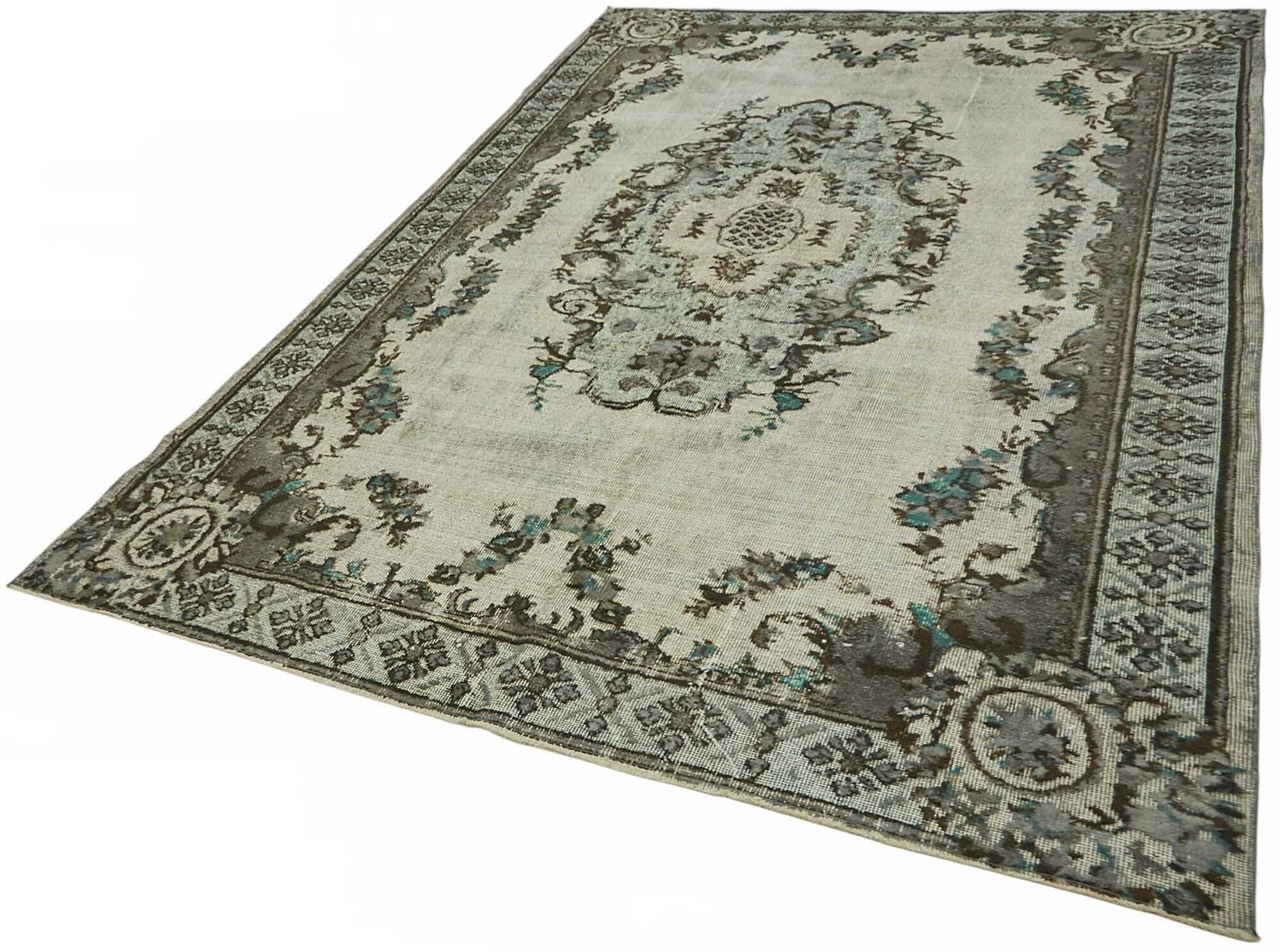 Overdyed Wool Vintage Handmade Carved Rug 169 cm x 288 cm