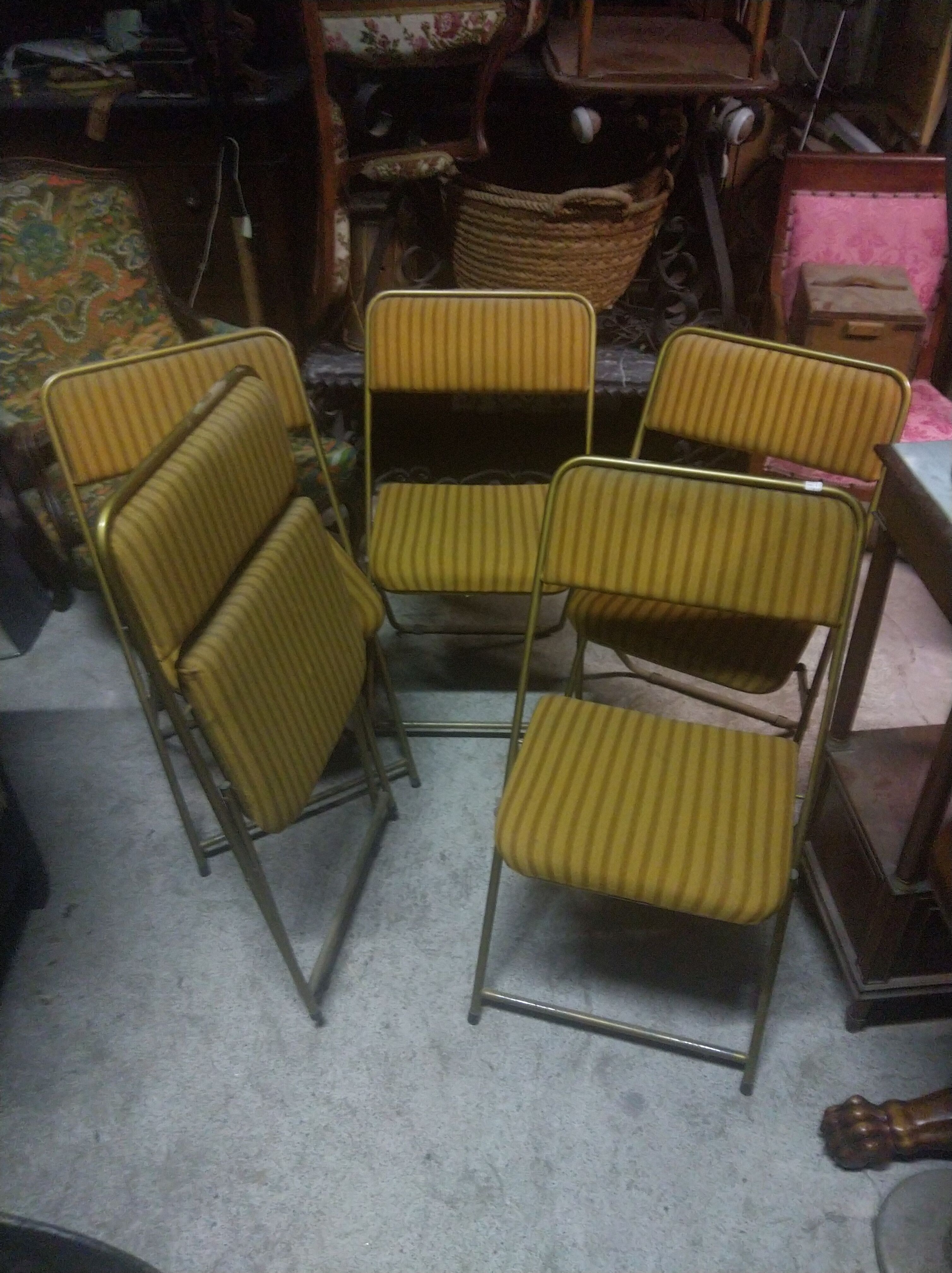 Series of 5 gilded folding Lafuma chairs circa 1960
