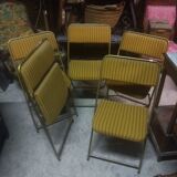 Series of 5 gilded folding Lafuma chairs circa 1960