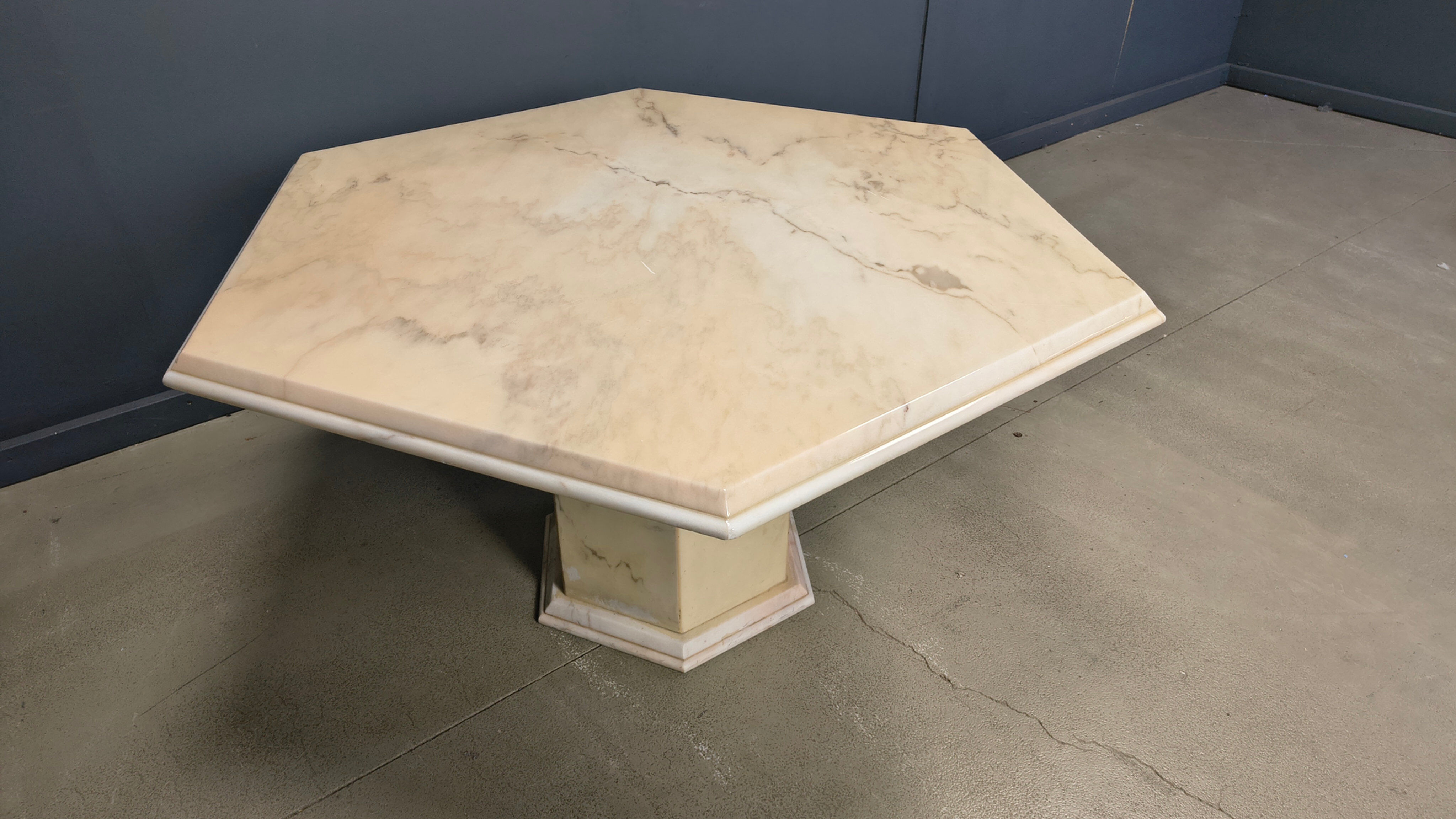 Octagonal Italian marble dining table 1970s