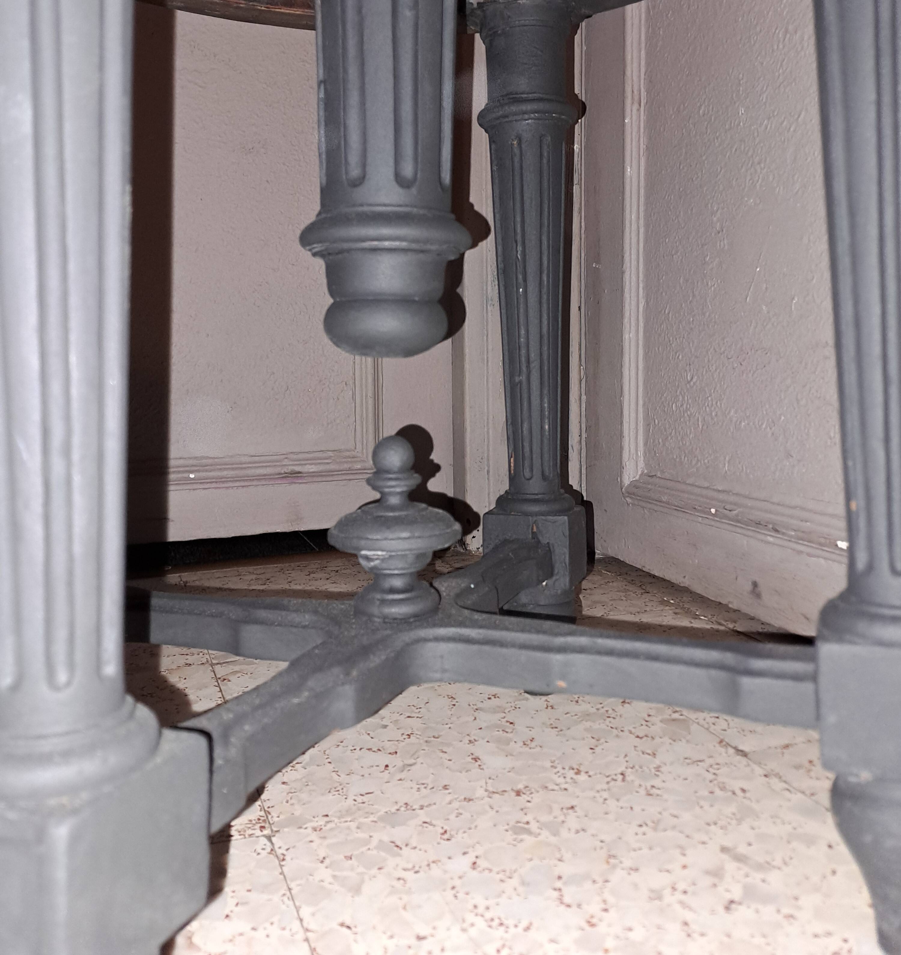 Black wood piano stool XIX Napoleon III style restoration fabric upholstery living room decoration