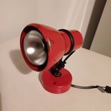 70's red lacquered metal wall spotlight